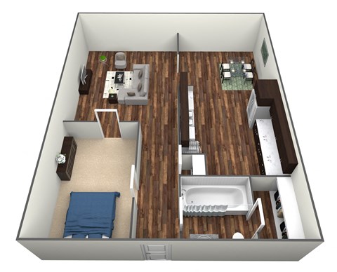 Floor plan for 1 bed, 1 bath